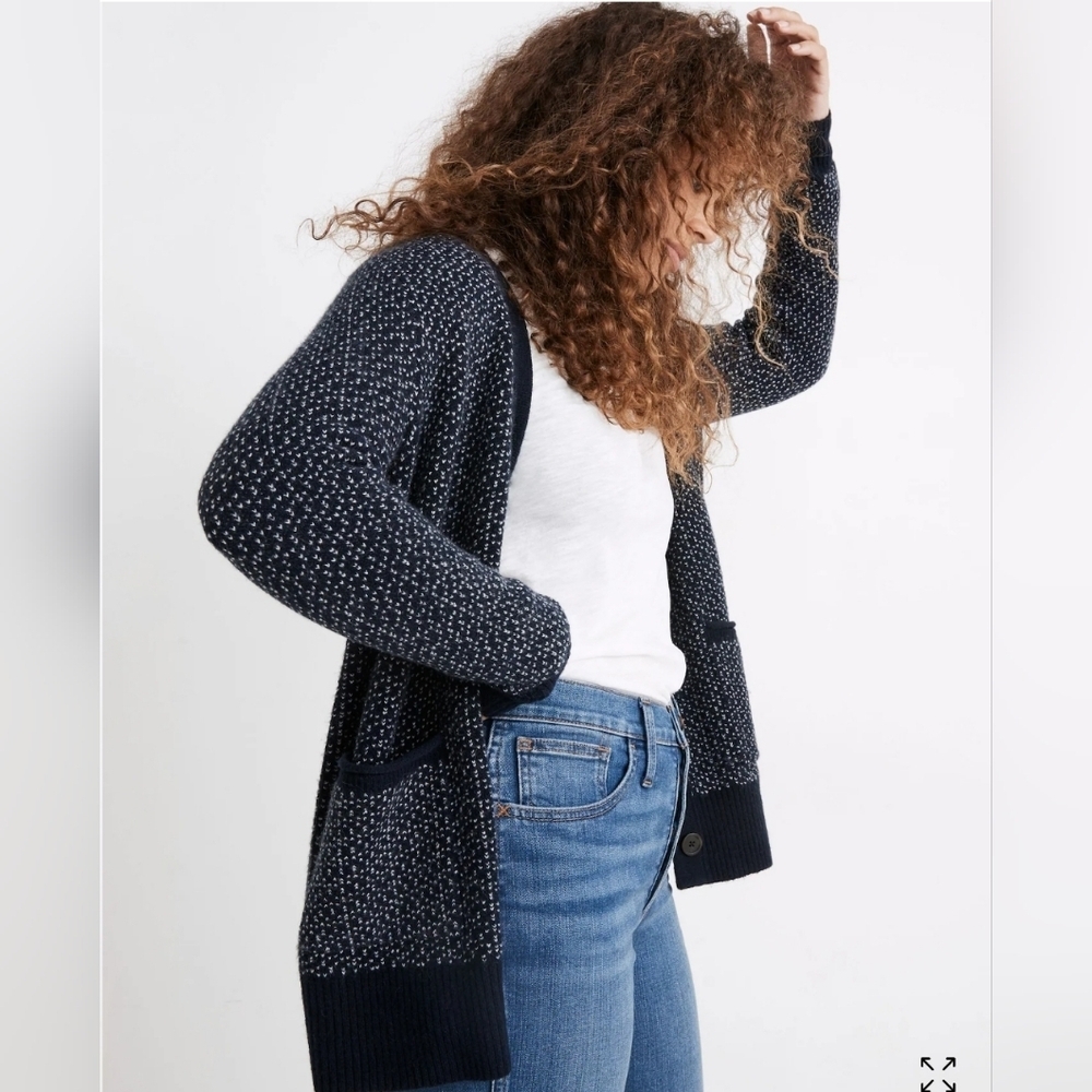 Madewell Bird's Eye Maysfield Cardigan Sweater in Coziest Yarn Womens Small
